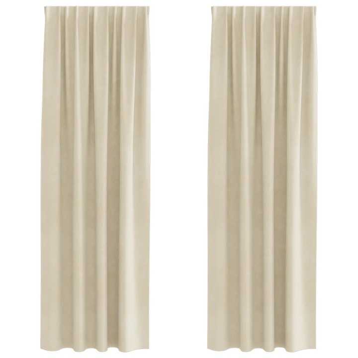 Perdele opace 2 pcs vidaXL, Crem 140 x 225 cm Catifea