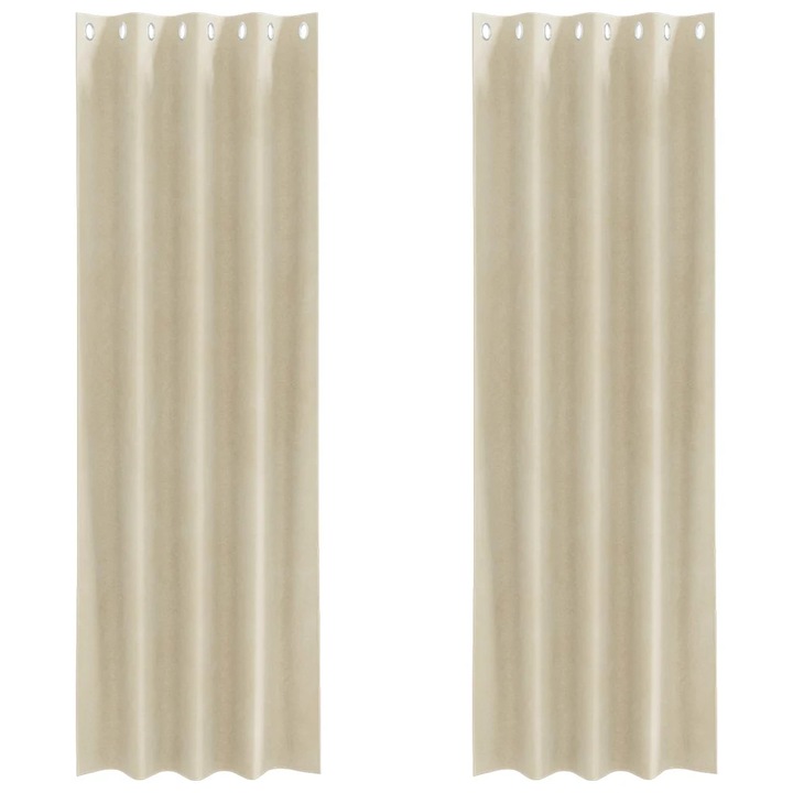 Perdele opace 2 pcs vidaXL, Crem 140 x 225 cm Catifea