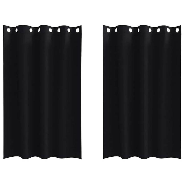 Perdele Opaque cu Inel 2 pcs vidaXL, Negru 175 x 140 cm Poliester