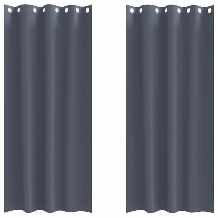 Завеси за затъмняване с пръстени 2 pcs vidaXL, Антрацит 260 x 140 см