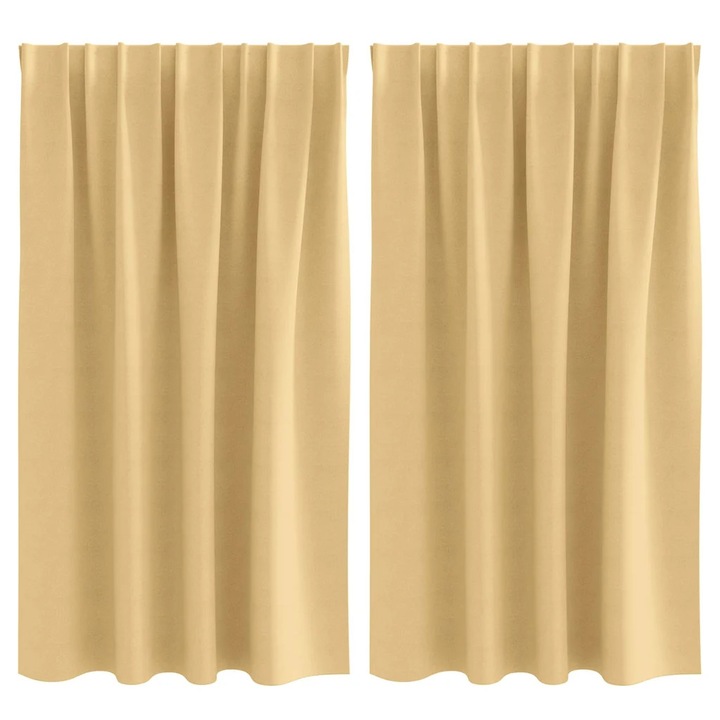 Perdele Opaque cu Inel 2 pcs vidaXL, Bej 140 x 140 cm Poliester