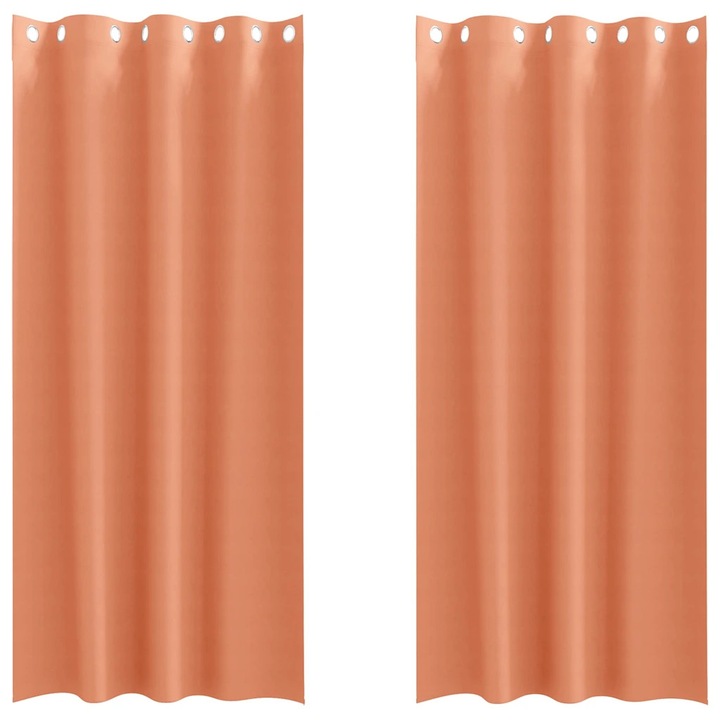 Perdele Opaque cu Inel 2 pcs vidaXL, Terracota 260 x 140 cm Poliester