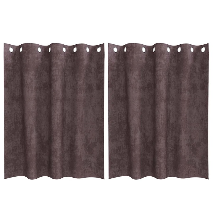 Cortine din catifea cu perdele 2 pcs vidaXL, Maro 140 x 140 cm Catifea