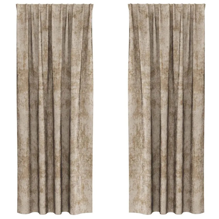 Cortine din catifea 2 pcs, Sampanie, 225x140 cm, izolație termică, design modern