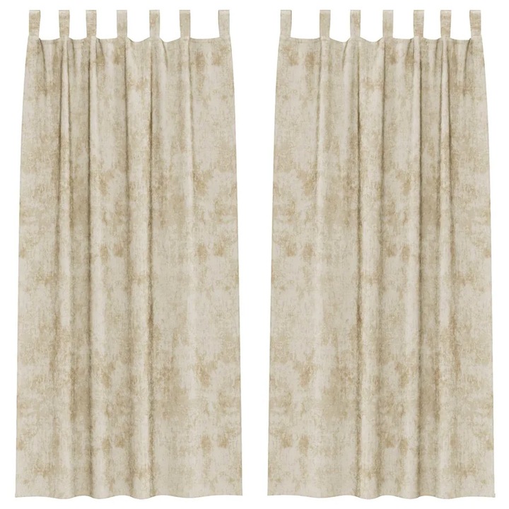 Кадифени завеси С завеси 2 pcs vidaXL, Крем 260 x 140 см Кадифе