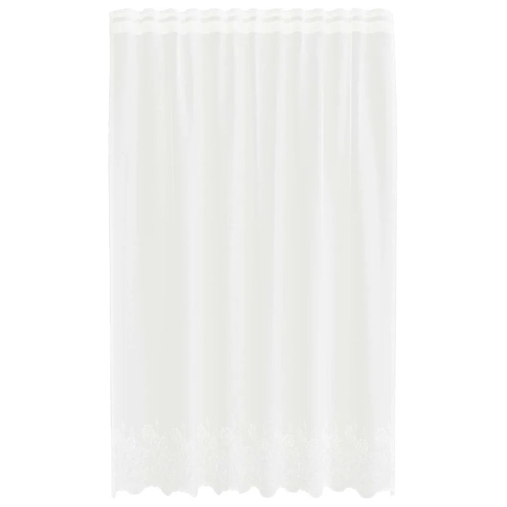 Перде от дантела С завеси Флорален vidaXL, Бяло 180 x 150 см Полиестер