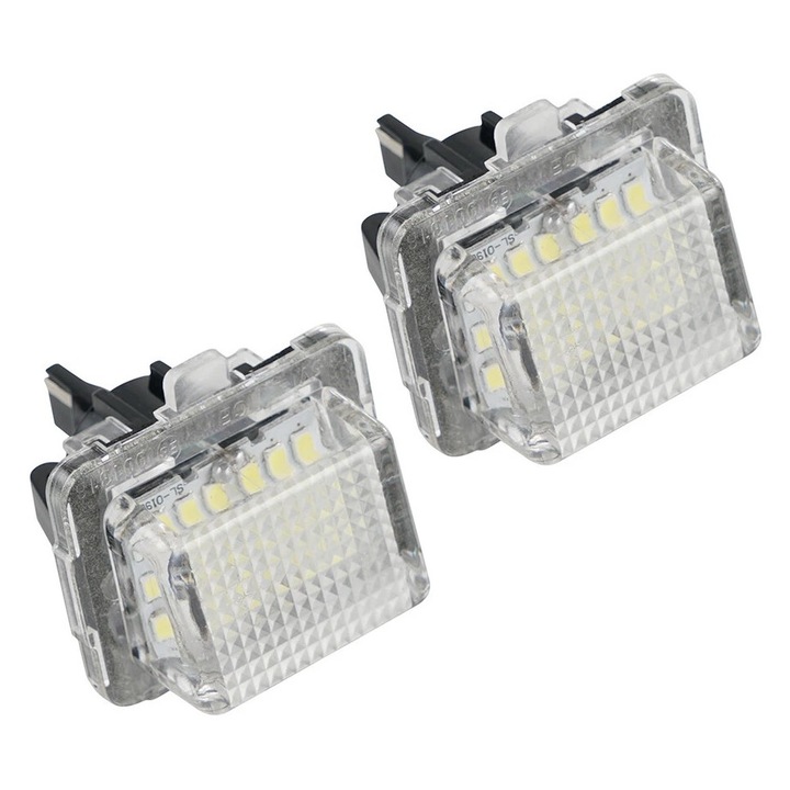 2 db fehér LED rendszámtábla lámpa készlet 6500K Mercedes-Benz W204, W212, W221, W216, C207 típusokhoz, egyenként 3W