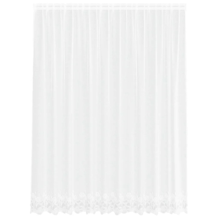 Перде от дантела С завеси Флорален vidaXL, Бяло 245x300см Полиестер