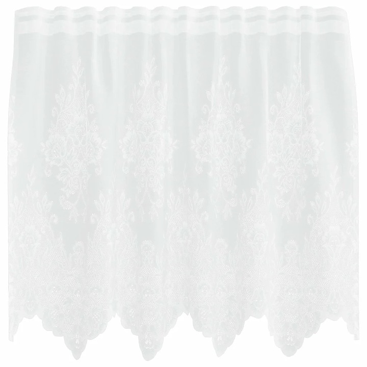 Перде от дантела С завеси Флорален vidaXL, Бяло 100 x 150 cm Полиестер