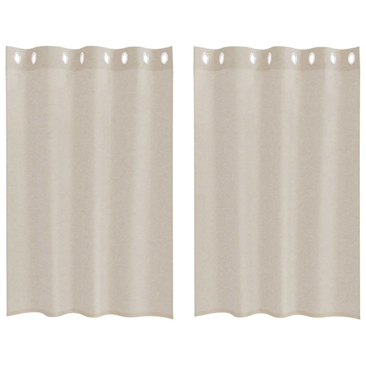 Cortina din Voile 2 pcs Nisipiu 140 x 140 cm Poliester