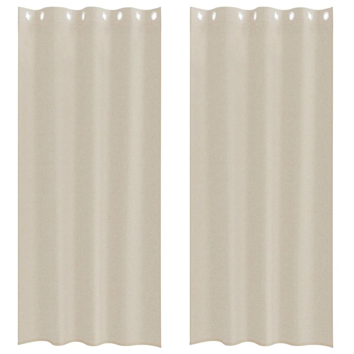 Перде от воал С завеси 2 pcs vidaXL, Пясък 225 x 140 см Полиестер