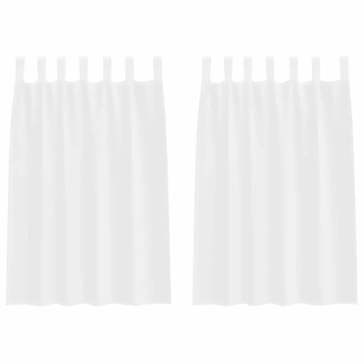 Cortina din Voile cu perdele 2 pcs vidaXL, Alb 140 x 140 cm Poliester