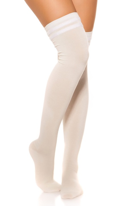 Ciorapi peste genunchi, elastici, alba, One Size