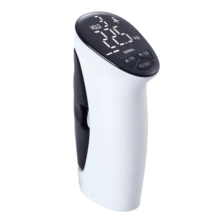 Flexor Inteligent Ajustabil, Omelivon, cu Afisaj LCD, Functie de Masurare a Fortei Strangere, Masurare Numarului Repetari, Ajustare Dificultatii Repetarilor Intre 1 si 90 kg, TYPE-C, Alb/Negru
