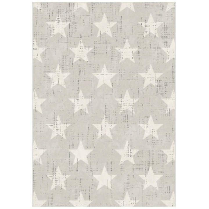 Килим, elSimone, Home Art, 80 x 150 см, Сив, Къси Влакна, Съвместим С Подово Отопление, За Всекидневна, Спалня, Правоъгълник, Геометричен Принт, Сертификат Oeko-Tex, Полиестер