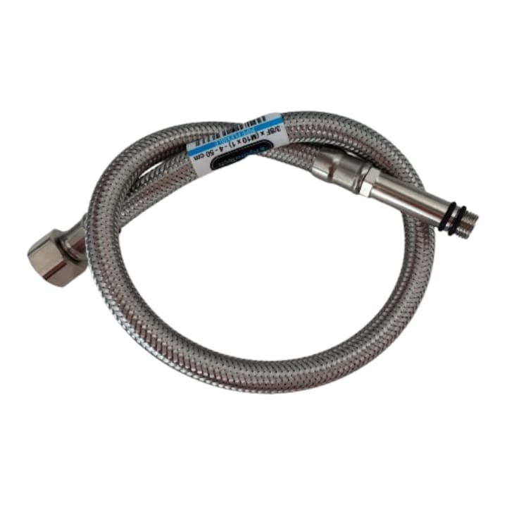 Racord apa flexibil, otel inoxidabil, Hydrotech, pentru instalatii sanitare, 3/8 x M10, L80, monocomanda