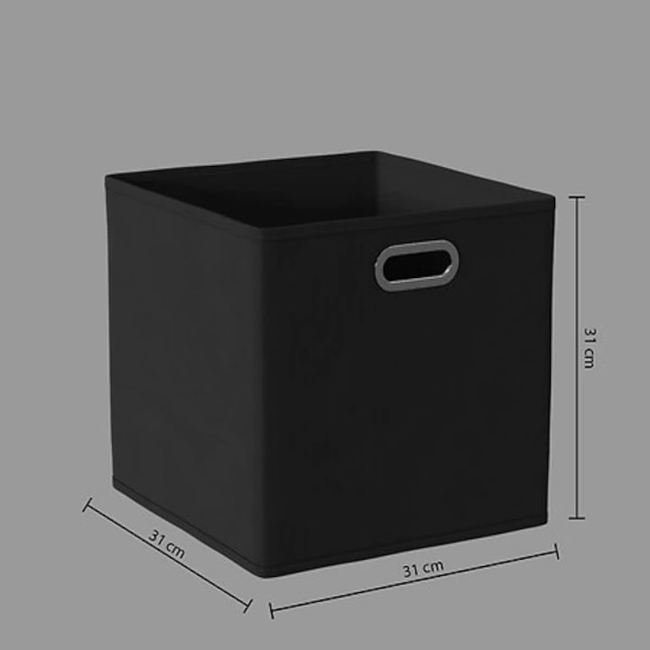 Cutie depozitare textila 5five, pliabila, cu maner metalic, 31x31x31 cm, negru