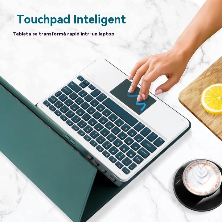 Husa pentru iPad Pro 11" 2024, cu tastatura Bluetooth tactila detasabila, iluminare RGB 7 culori, include folie de protectie ecran, stylus capacitiv, mouse wireless si husa silicon pentru tastatura, Ugo®, Verde inchis