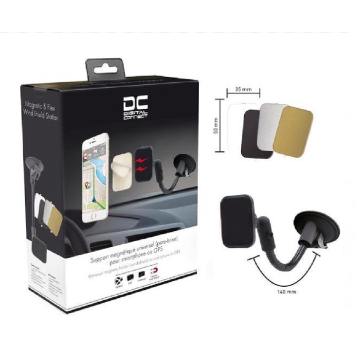 Suport magnetic universal Erard pentru smartphone sau GPS, parbriz, design compact, instalare rapidă