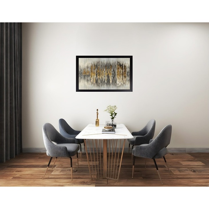 Tablou Luxury - Ritmuri de Aur si Umbre, Rama din MDF Negru, 35x50cm