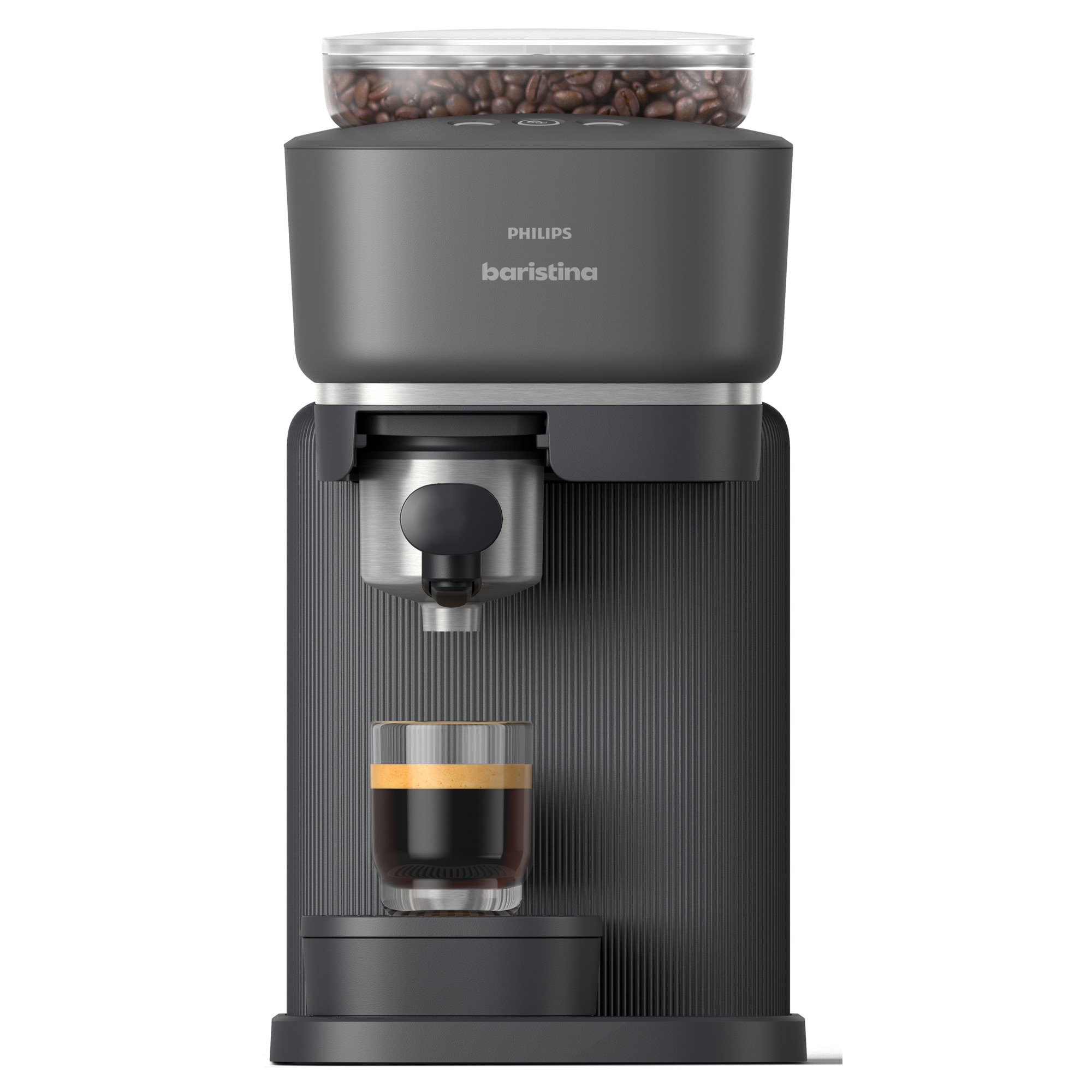 Espressor Philips Baristina BAR300/60, 1500W, 16 bar, 1.2 L, portafiltru, cu functie extra-shot, rasnita ceramica, nivel ideal de macinare, presiune exacta, dozaj precis, tava deta