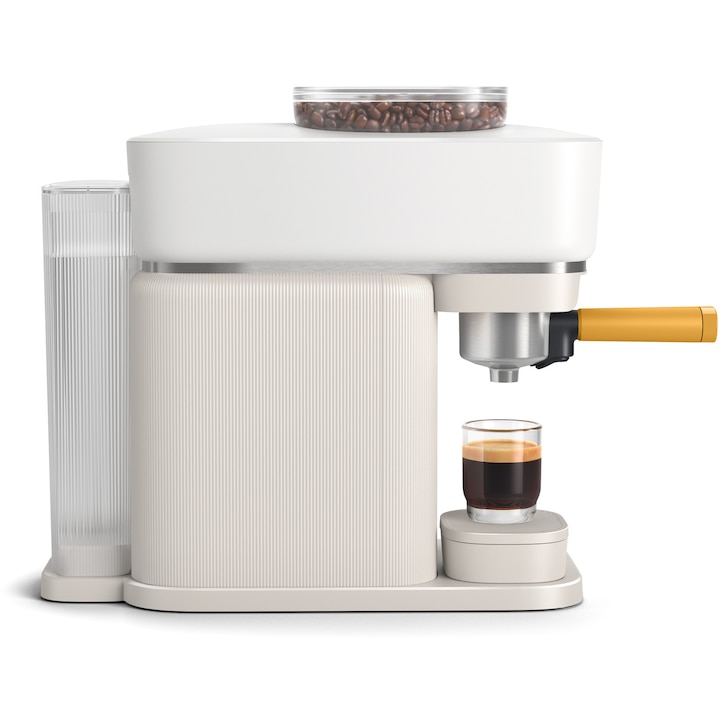 Espressor Philips Baristina BAR300/03, 1500W, 16 bar, 1.2 L, portafiltru, cu functie extra-shot, rasnita ceramica, nivel ideal de macinare, presiune exacta, dozaj precis, tava detasabila, alb