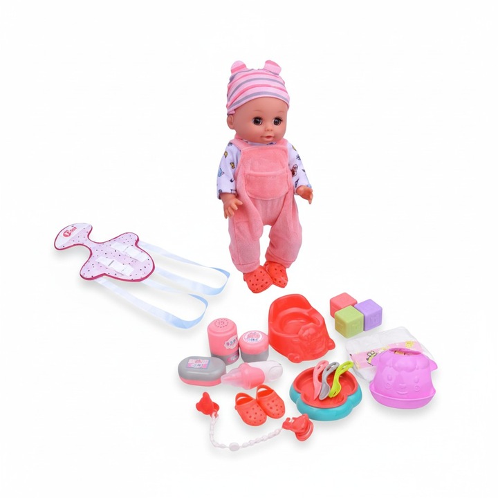 Păpușă bebeluș interactivă cu accesorii, MASTPAD, jucărie educativă, mulțicolor, 30x20cm