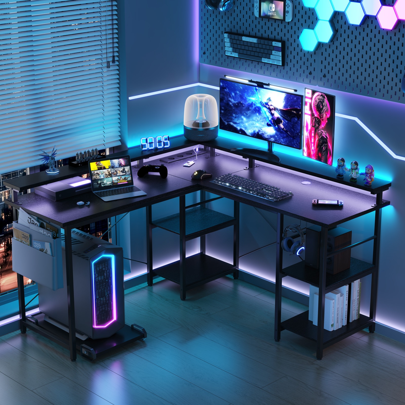 Birou Computer Birou in forma de L, 140 x 140 cm, UWOT, birou de colt reversibil ...