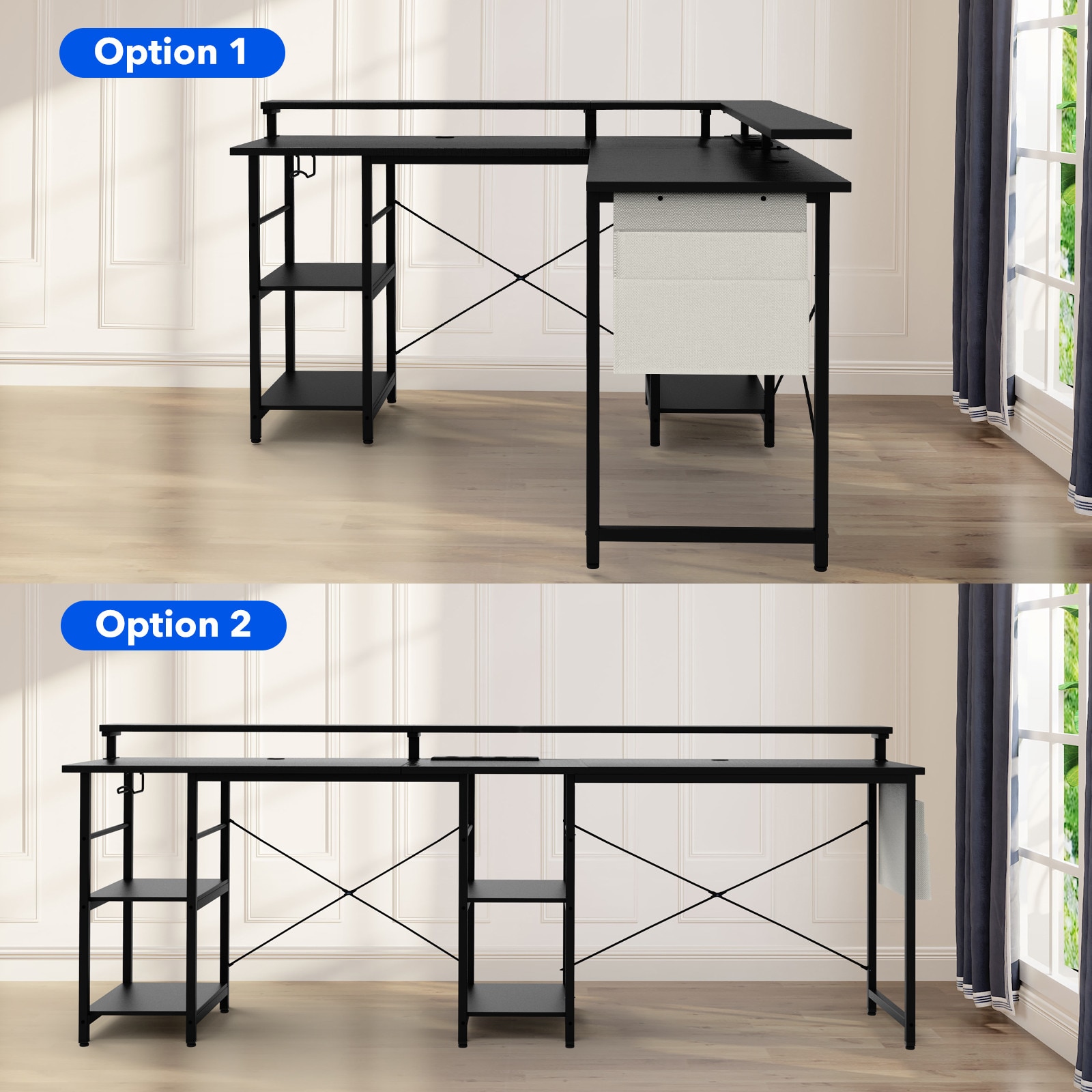 Birou Computer Birou in forma de L, 140 x 140 cm, UWOT, birou de colt reversibil ...