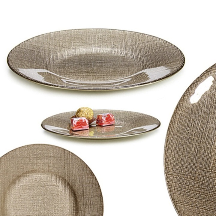 Vivalto 6 darabos arany színű üvegtányér készlet