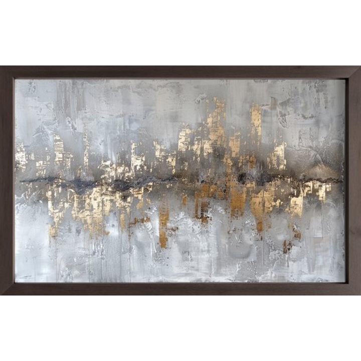 Tablou PIM, Vibratii Aurii, Rama MDF Negru, 35x50cm, tiparire UV