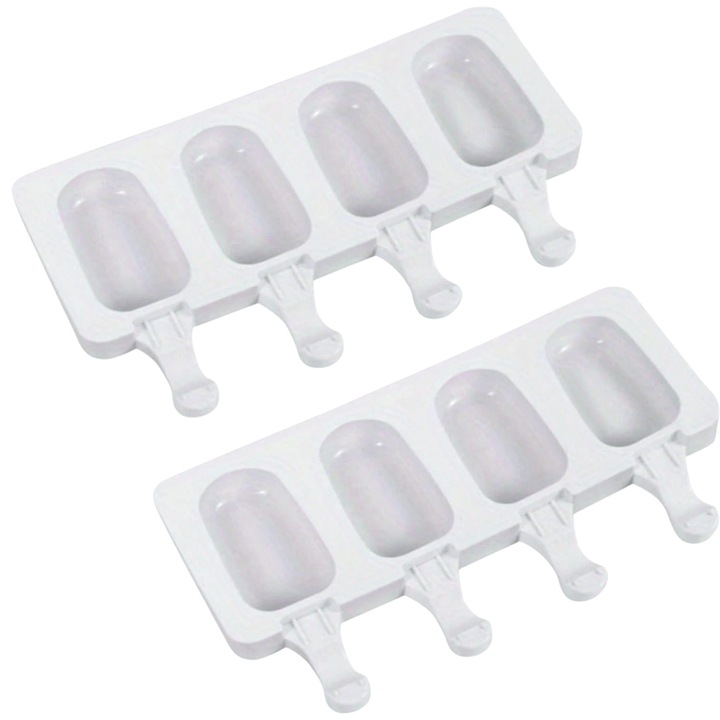 Set matrițe pentru înghețată, 2 bucăți, silicon, alb