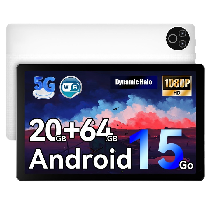 Tableta Wqplo Android de 10.1 inch, Procesor Octa-Core A333, Android 16, 24GB RAM+64GB ROM, 6000mAh, Camera Duala 5MP+8MP, WiFi 6, Bluetooth 5.4, Suporta Extindere Card TF de 1TB