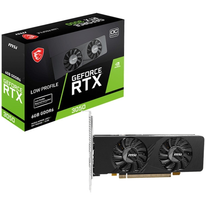 Видео карта MSI GeForce RTX™ 3050 LP E 6G OC, 6GB GDDR6, 96-bit