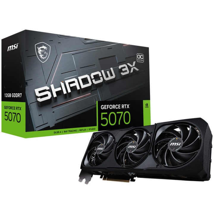 Видео карта MSI GeForce RTX™ 5070 12G SHADOW 3X OC, 12GB GDDR7, 192-bit