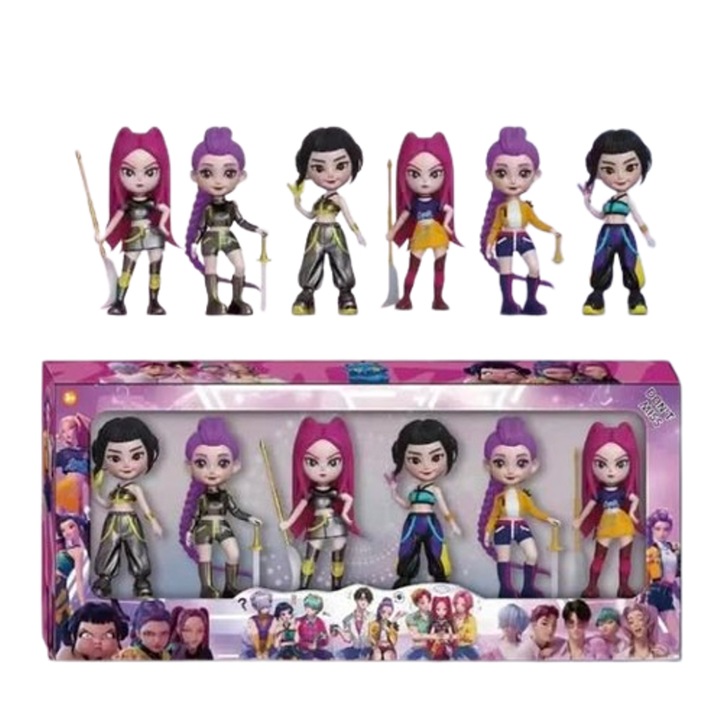 K-POP figura készlet, Démonvadász, 6 darabos, műanyag