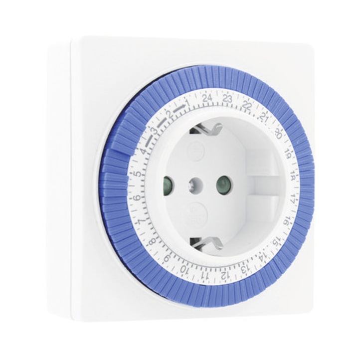 Priza programabila mecanic, compacta 3500W, albastra