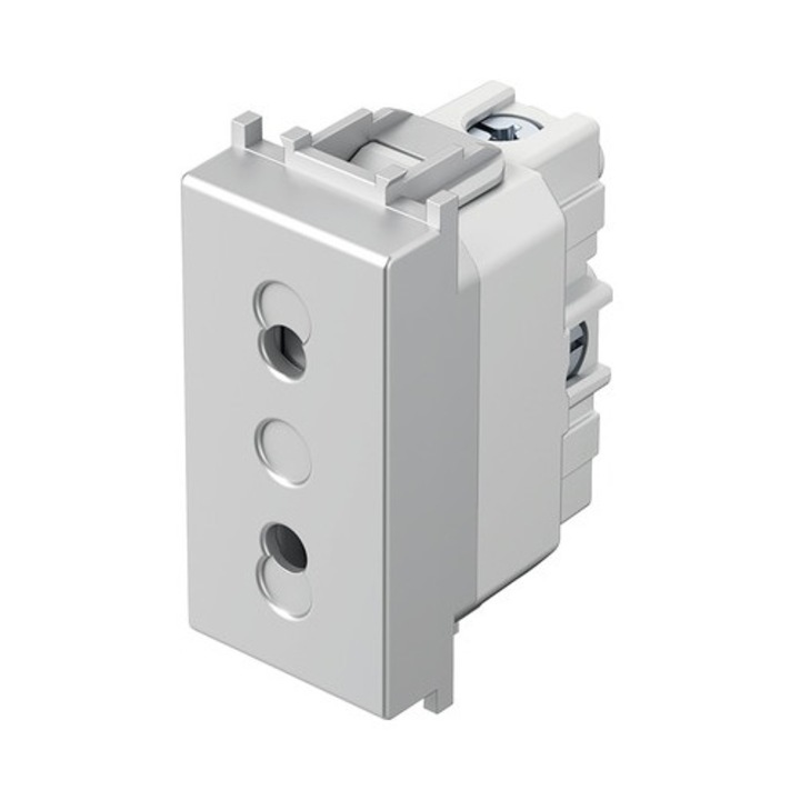 Priza simpla TEM, argintiu, 1 aplicatie, montare aparenta