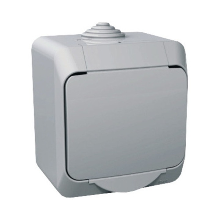 Priza simpla Schneider Cedar Plus, IP44, gri, montaj aparent