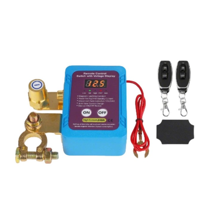 Univerzális intelligens vezérlőkapcsoló teherautókhoz, 12V24V, autóakkumulátor leválasztó, szivárgásgátló, elektronikus kijelzős modell