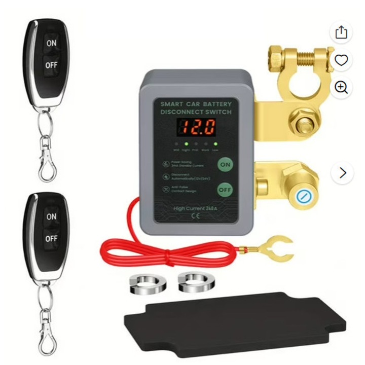 Univerzális intelligens távirányítós vezérlőkapcsoló teherautókhoz, 12V24V, autó akkumulátor leválasztó, szivárgásgátló, szürke, elektronikus kijelző