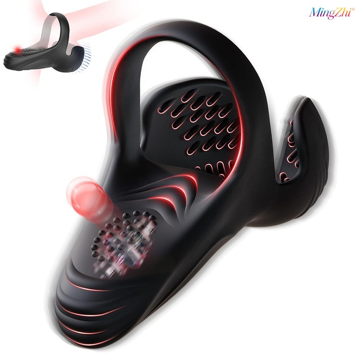 Inel Vibrator Penis MingZhi®, 10 Moduri Vibratie, Reincarcabil USB, Silicon Elastic Ajustabil, Stimulare Clitoridiana, Rezistent la Apa, Pentru Cupluri