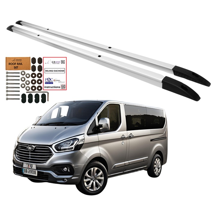 Erkul beépített keresztlécek Ford Transit Custom L2-höz, alumínium, 75kg, 2012-2023