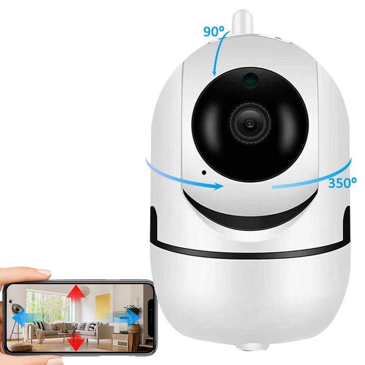 Vezeték nélküli IP WiFi 1080P Otthoni Biztonsági Kamera, Kutya / Háziállat Kamera, Intelligens Otthoni Beltéri Felügyeleti Kamera, Éjjellátó, Kétirányú Hang