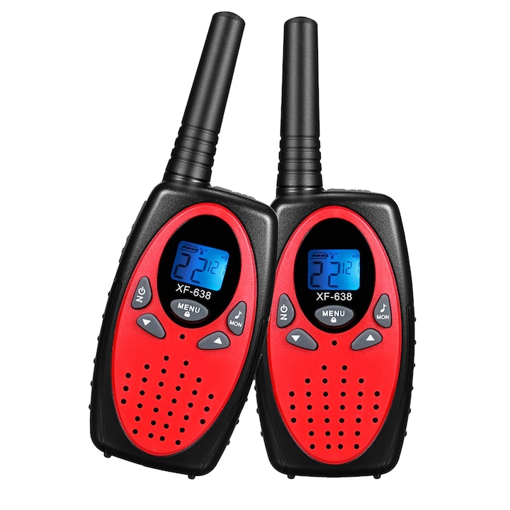 Walkie Talkie Copii, Set 2 bucati, DONFANLIA®, Raza Lunga, Vox, Blocare taste, Pentru Drumetii in Camping, Rosu, Pentru 5 ani