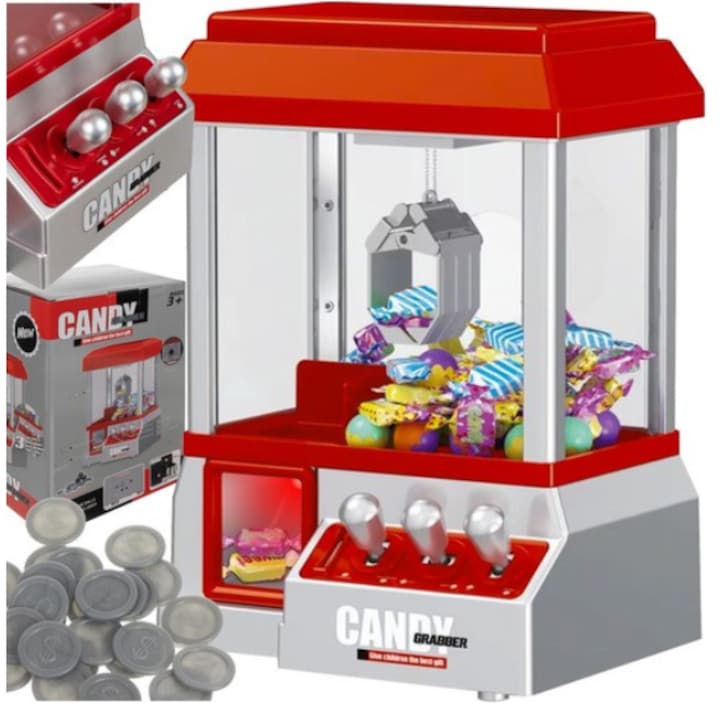 Masina de Prins Dulciuri pentru Copii AB HOMES – Joc Arcade Candy Catching, Gheara Mecanica, Sunete si Lumini, Jetoane Incluse, 3+ Ani