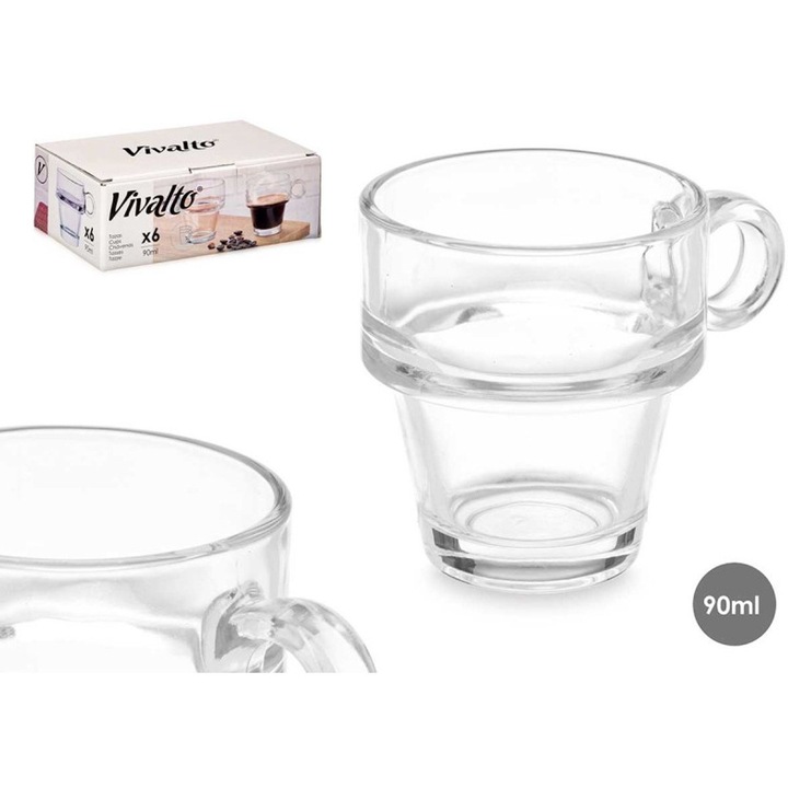 Set de 6 cesti de espresso Vivalto 90 ml
