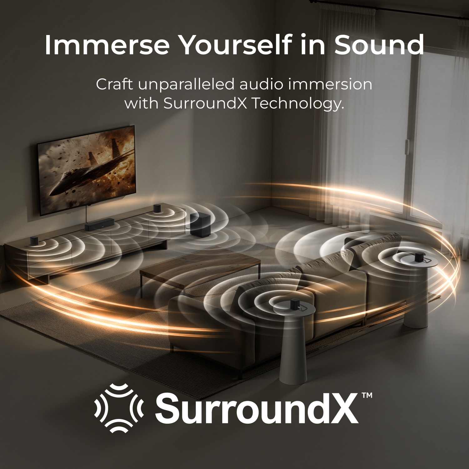Soundbar Ultimea Aura M4T 7.1, 330 W, Subwoofer cu fir de 5, 25″, conectivitate HDMI, 4 boxe surround, negru