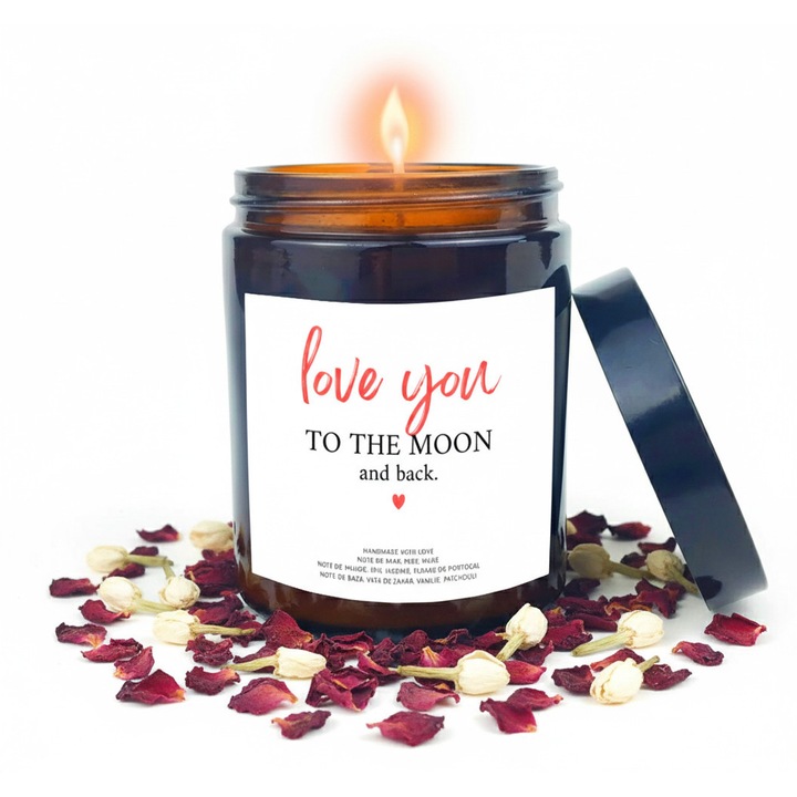 Lumanare parfumata BUNILU, sticla cu capac, ceara de soia biodegradabila, 150 ml, parfum floral