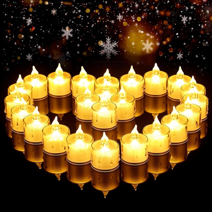 Lingo 24 db elektronikus gyertya szett, lángmentes, 3.8x6.5cm, meleg fény, asztali dekorációhoz, bárhoz, esküvőhöz, ünnepekhez